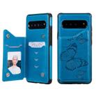 For Galaxy S10 5G Butterfly Embossing Pattern Shockproof Protective Case with Holder & Card Slots & Photo Frame(Blue) - 1