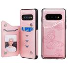 For Galaxy S10 Butterfly Embossing Pattern Shockproof Protective Case with Holder & Card Slots & Photo Frame(Rose Gold) - 1