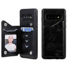 For Galaxy S10 Butterfly Embossing Pattern Shockproof Protective Case with Holder & Card Slots & Photo Frame(Black) - 1