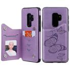 For Galaxy S10 Plus Butterfly Embossing Pattern Shockproof Protective Case with Holder & Card Slots & Photo Frame(Purple) - 1