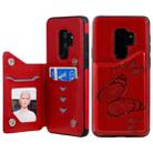 For Galaxy S10 Plus Butterfly Embossing Pattern Shockproof Protective Case with Holder & Card Slots & Photo Frame(Red) - 1