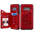 For Galaxy S10E Butterfly Embossing Pattern Shockproof Protective Case with Holder & Card Slots & Photo Frame(Red) - 1