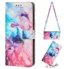 For Tecno Spark 9T Crossbody Painted Marble Pattern Leather Phone Case(Pink Purple) - 1