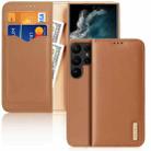 For Samsung Galaxy S23 Ultra 5G DUX DUCIS Hivo Series Cowhide Texture Leather Phone Case(Brown) - 1