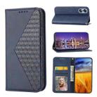 For OPPO A17 4G Cubic Grid Calf Texture Magnetic Leather Phone Case(Blue) - 1