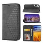 For Samsung Galaxy S23 5G Cubic Grid Calf Texture Magnetic Leather Phone Case(Black) - 1