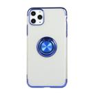 For iPhone 11 Electroplating TPU Protective Case with Ring Holder(Blue) - 1