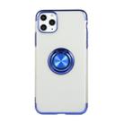 For iPhone 11 Pro Electroplating TPU Protective Case with Ring Holder(Blue) - 1