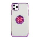 For iPhone 11 Pro Max Electroplating TPU Protective Case with Ring Holder(Purple) - 1
