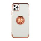 For iPhone 11 Pro Max Electroplating TPU Protective Case with Ring Holder(Rose Gold) - 1