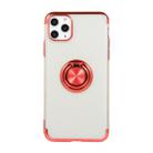 For iPhone 11 Pro Max Electroplating TPU Protective Case with Ring Holder(Red) - 1