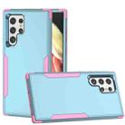 For Samsung Galaxy S23 Ultra 5G TPU + PC Shockproof Phone Case(Grey Green+Pink) - 1