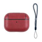 For AirPods Pro 2 Wireless Earphone Leather Shockproof Protective Case with Lanyard(Red) - 1