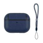 For AirPods Pro 2 Wireless Earphone Leather Shockproof Protective Case with Lanyard(Blue) - 1