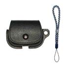 For AirPods 3 Backpack Style PU Leather Earphone Protective Case with Lanyard(Black) - 1