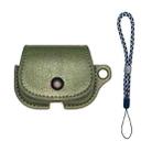 For AirPods Pro 2 Backpack Style PU Leather Earphone Protective Case with Lanyard(Army Green) - 1