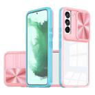 For Samsung Galaxy S22 5G Full Body Sliding Camshield Phone Case(Pink Green) - 1