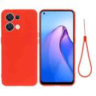 For OPPO Reno8 5G Solid Color Liquid Silicone Dropproof Full Coverage Protective Case(Red) - 1