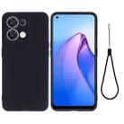 For OPPO Reno8 5G Solid Color Liquid Silicone Dropproof Full Coverage Protective Case(Black) - 1