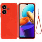 For vivo Y22 / Y22S 4G Solid Color Liquid Silicone Dropproof Full Coverage Protective Case(Red) - 1