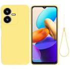 For vivo Y22 / Y22S 4G Solid Color Liquid Silicone Dropproof Full Coverage Protective Case(Yellow) - 1