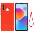 For ZTE A52 Solid Color Liquid Silicone Dropproof Full Coverage Protective Case(Red) - 1