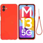 For Samsung Galaxy M13 5G Solid Color Liquid Silicone Dropproof Full Coverage Protective Case(Red) - 1