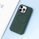 For iPhone 14 Plus Leather MagSafe Magnetic Phone Case(Dark Green) - 1