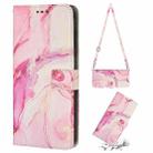 For Samsung Galaxy A14 5G Crossbody Painted Marble Pattern Leather Phone Case(Rose Gold) - 1