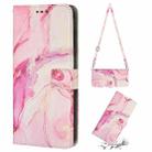 Crossbody Painted Marble Pattern Leather Phone Case For OPPO A57 5G/Realme V23/A77 5G/A57 4G Global/A57E 4G Global/A57S 4G Global/A77 4G Global/OnePlus Nord N20 SE 4G Global(Rose Gold) - 1