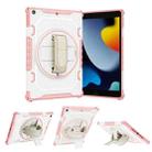 For iPad 10.2 2021 2 in 1 Shockproof Tablet Case with Holder & Hand Strap(Pink) - 1