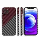 For iPhone 13 Pro Max Carbon Fiber Texture PC Phone Case(Black Red) - 1