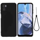For Motorola Moto E22 / E22i Pure Color Liquid Silicone Shockproof Phone Case(Black) - 1