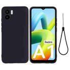 For Xiaomi Redmi A1 / A2 Pure Color Liquid Silicone Shockproof Phone Case(Black) - 1