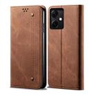 For Xiaomi Redmi Note 12 China Denim Texture Leather Phone Case(Brown) - 1