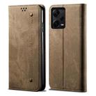 For Xiaomi Redmi Note 12 Pro+ China Denim Texture Leather Phone Case(Khaki) - 1