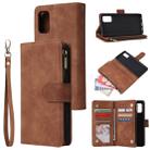 For Galaxy A41 Multifunctional Horizontal Flip Leather Case, with Card Slot & Holder & Zipper Wallet & Photo Frame(Brown) - 1