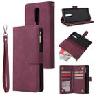 For OnePlus 8 Multifunctional Horizontal Flip Leather Case, with Card Slot & Holder & Zipper Wallet & Photo Frame(Red Wine) - 1