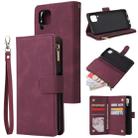 For Huawei P40 Lite Multifunctional Horizontal Flip Leather Case, with Card Slot & Holder & Zipper Wallet & Photo Frame(Red Wine) - 1