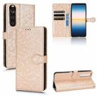 For Sony Xperia 1 III Honeycomb Dot Texture Leather Phone Case(Gold) - 1