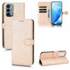 For OnePlus Nord N200 5G Honeycomb Dot Texture Leather Phone Case(Gold) - 1