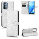 For OnePlus Nord N200 5G Honeycomb Dot Texture Leather Phone Case(Silver) - 1