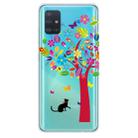 For Galaxy A31 Shockproof Painted Transparent TPU Protective Case(Tree and Cat) - 1