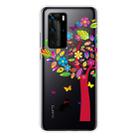 For Huawei P40 Shockproof Painted Transparent TPU Protective Case(Tree and Cat) - 1