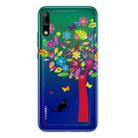 For Huawei Enjoy 10 Shockproof Painted Transparent TPU Protective Case(Tree and Cat) - 1