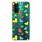 For Huawei Honor 30 Shockproof Painted Transparent TPU Protective Case(Hearts) - 1