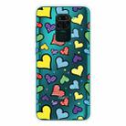 For Xiaomi Redmi Note 9 Shockproof Painted Transparent TPU Protective Case(Hearts) - 1
