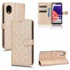 For Samsung Galaxy A22 5G JP SC-56B Honeycomb Dot Texture Leather Phone Case(Gold) - 1