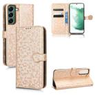 For Samsung Galaxy S21 5G Honeycomb Dot Texture Leather Phone Case(Gold) - 1