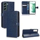 For Samsung Galaxy S21 5G Honeycomb Dot Texture Leather Phone Case(Blue) - 1